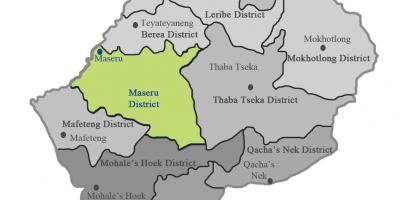 Map of Lesotho showing districts