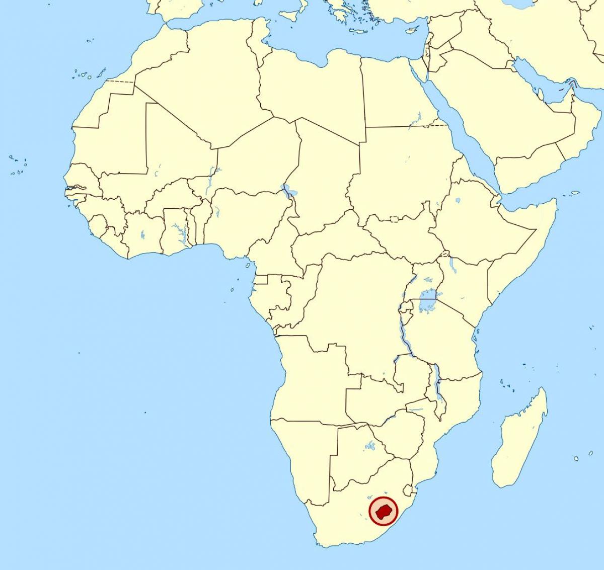 map of Lesotho on map of africa