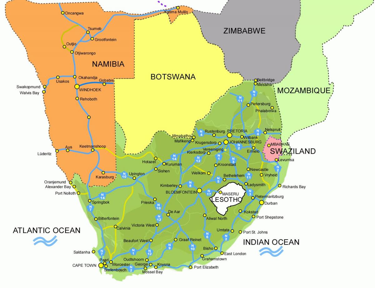 map of Lesotho and south africa