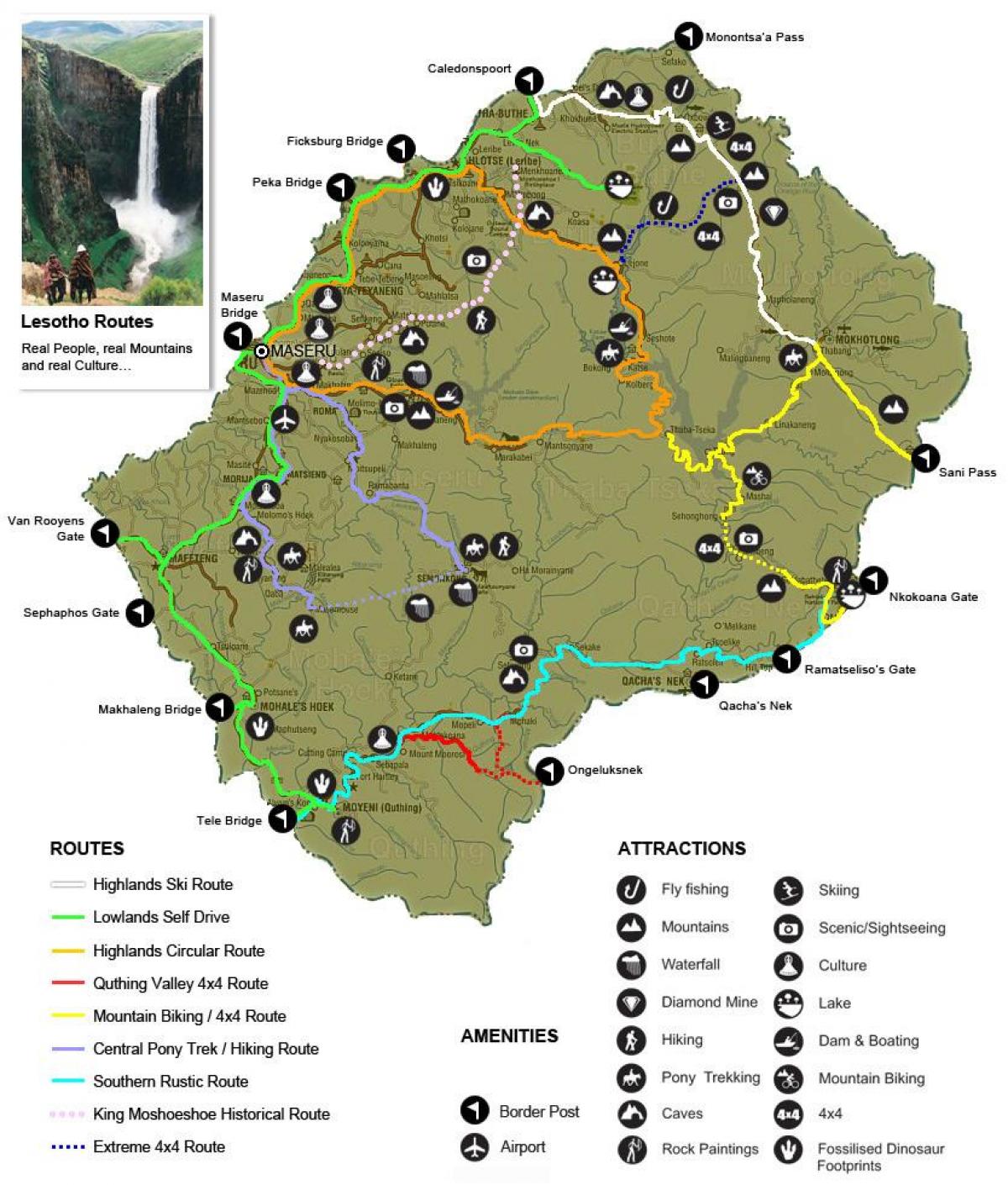 map of Lesotho tourist
